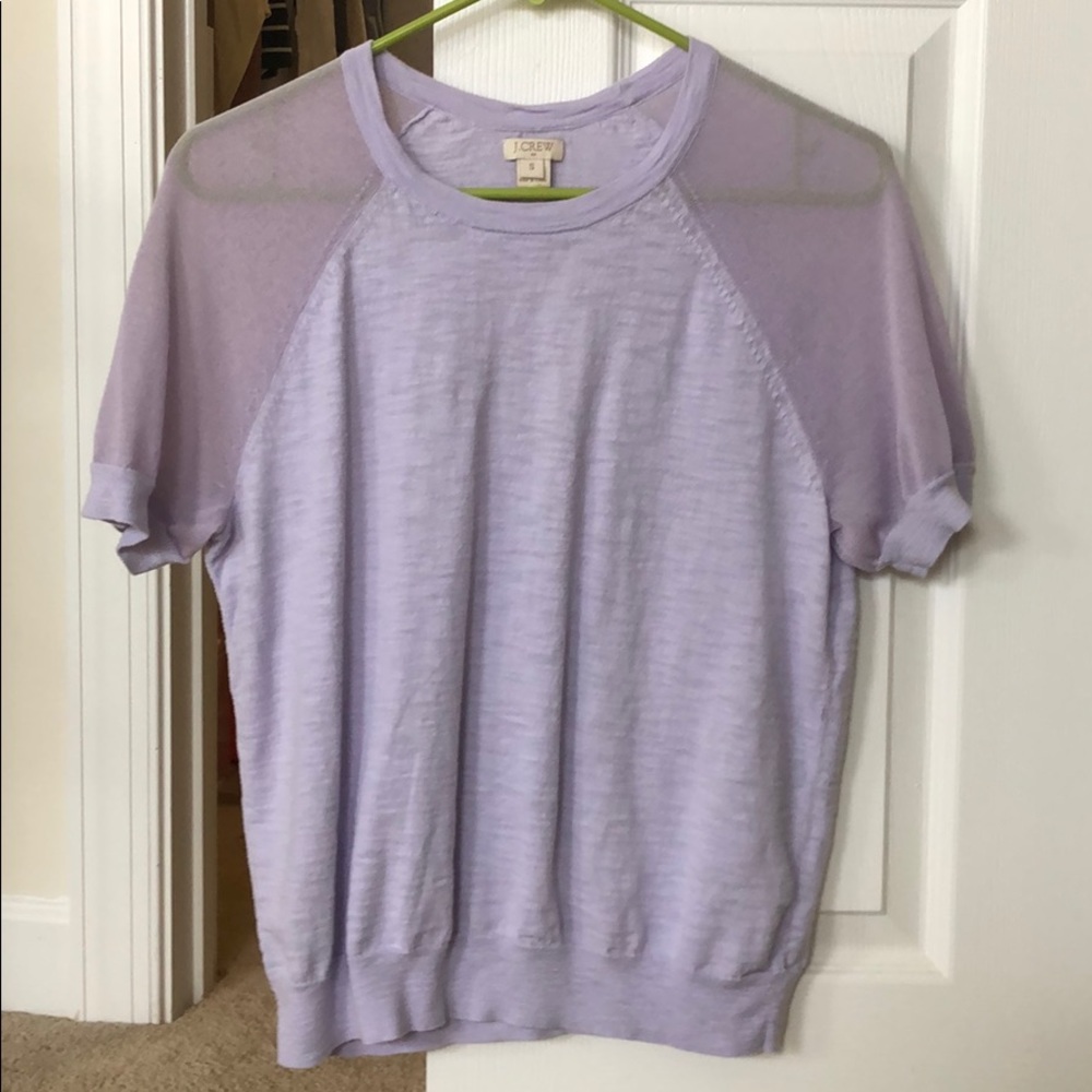 J crew lilac shirt mesh sleeves